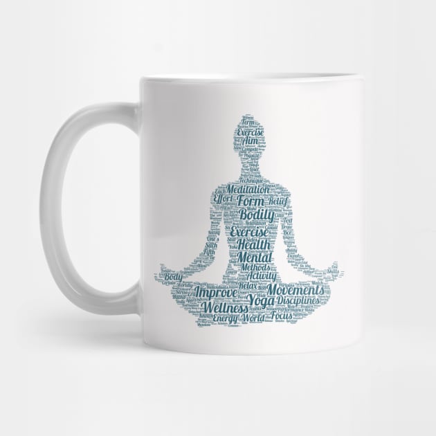 Yoga Excercise in Form Silhouette Shape Text Word Cloud by Cubebox